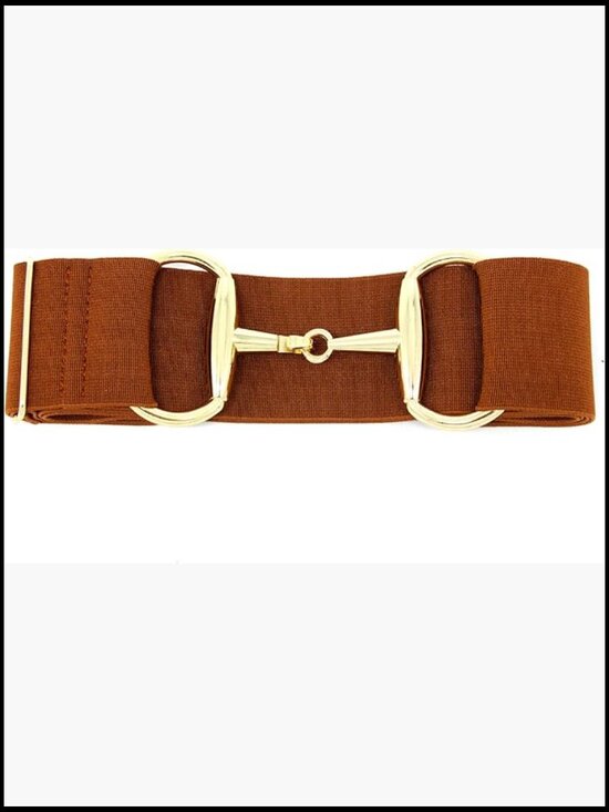 Elastic Equestrian Belt with Gold Bit Buckle, Adjustable Riding Belt main image 7